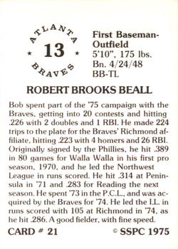 1976 SSPC #21 Bob Beall Back