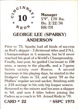 1976 SSPC #22 Sparky Anderson Back