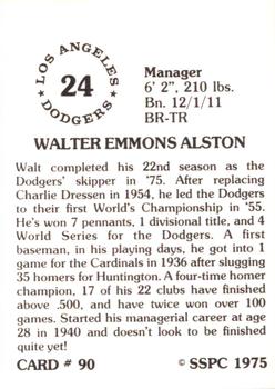 1976 SSPC #90 Walt Alston Back