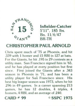 1976 SSPC #99 Chris Arnold Back