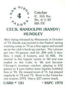 1976 SSPC #121 Randy Hundley Back
