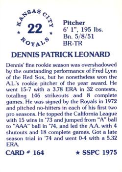 1976 SSPC #164 Dennis Leonard Back