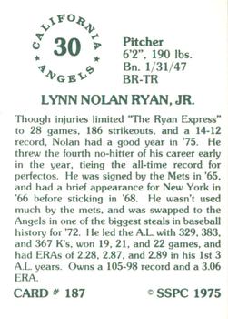1976 SSPC #187 Nolan Ryan Back