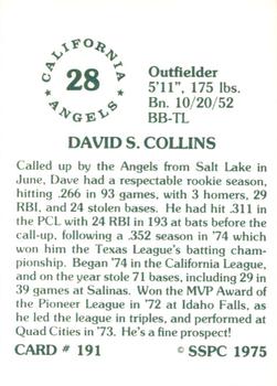 1976 SSPC #191 Dave Collins Back