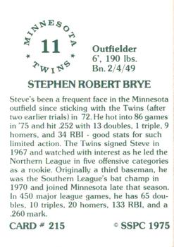 1976 SSPC #215 Steve Brye Back
