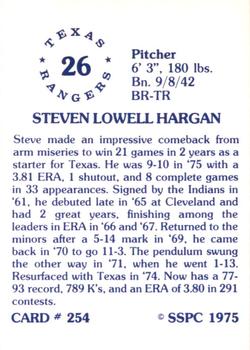 1976 SSPC #254 Steve Hargan Back