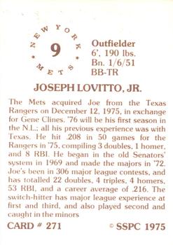 1976 SSPC #271 Joe Lovitto Back
