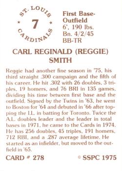 1976 SSPC #278 Reggie Smith Back