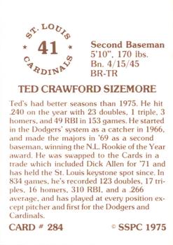 1976 SSPC #284 Ted Sizemore Back