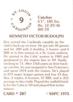 1976 SSPC #287 Ken Rudolph Back