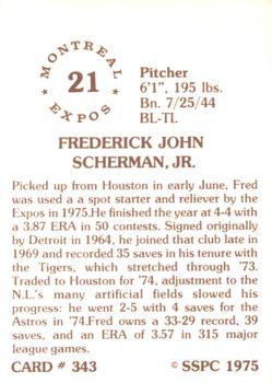 1976 SSPC #343 Fred Scherman Back