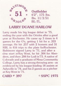 1976 SSPC #397 Larry Harlow Back