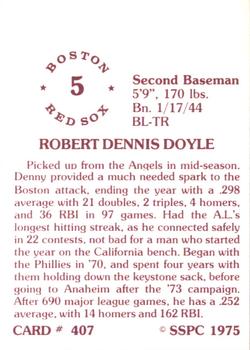 1976 SSPC #407 Denny Doyle Back