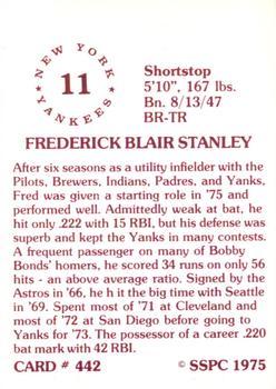 1976 SSPC #442 Fred Stanley Back