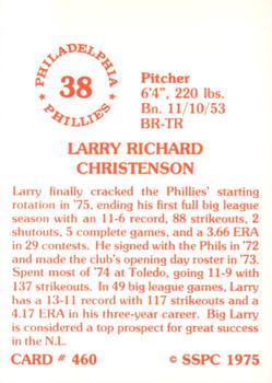 1976 SSPC #460 Larry Christenson Back