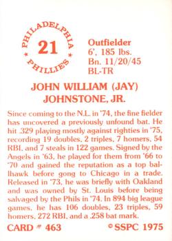 1976 SSPC #463 Jay Johnstone Back