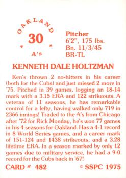 1976 SSPC #482 Ken Holtzman Back