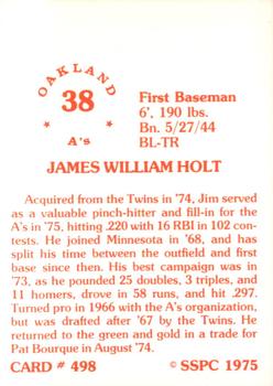 1976 SSPC #498 Jim Holt Back