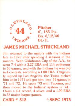1976 SSPC #512 Jim Strickland Back