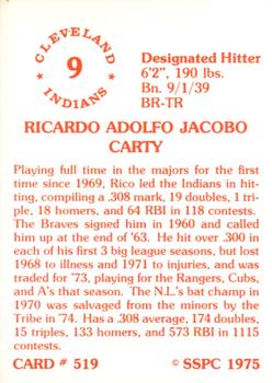 1976 SSPC #519 Rico Carty Back