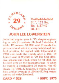 1976 SSPC #528 John Lowenstein Back