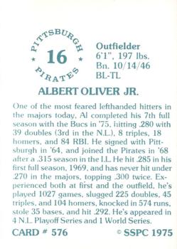 1976 SSPC #576 Al Oliver Back