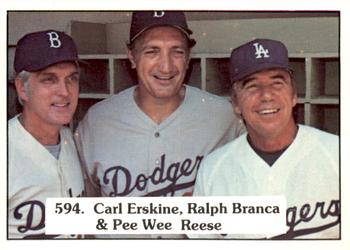 1976 SSPC #594 Carl Erskine / Ralph Branca / Pee Wee Reese Front