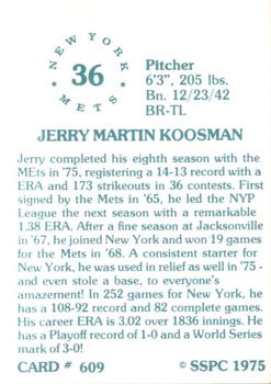 1976 SSPC #609 Jerry Koosman Back