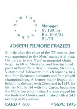 1976 SSPC #610 Joe Frazier Back
