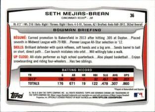 2014 Bowman Chrome Mini #36 Seth Mejias-Brean Back