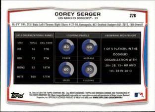2014 Bowman Chrome Mini #278 Corey Seager Back