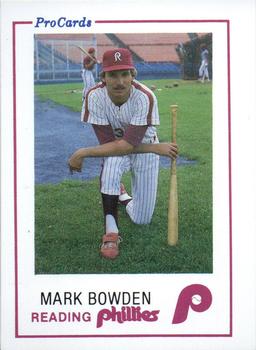 1985 ProCards Reading Phillies #19 Mark Bowden Front
