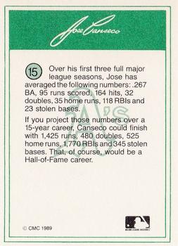 1989 CMC Jose Canseco #15 Jose Canseco Back
