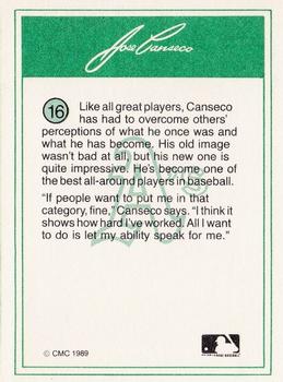 1989 CMC Jose Canseco #16 Jose Canseco Back