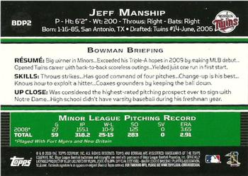 2009 Bowman Draft Picks & Prospects #BDP2 Jeff Manship Back