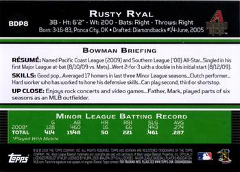 2009 Bowman Draft Picks & Prospects #BDP8 Rusty Ryal Back