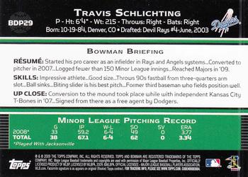 2009 Bowman Draft Picks & Prospects #BDP29 Travis Schlichting Back