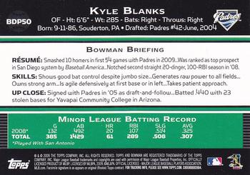 2009 Bowman Draft Picks & Prospects #BDP50 Kyle Blanks Back