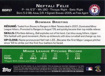 2009 Bowman Draft Picks & Prospects #BDP17 Neftali Feliz Back