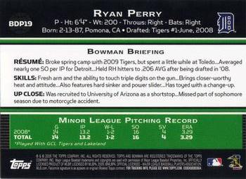 2009 Bowman Draft Picks & Prospects #BDP19 Ryan Perry Back
