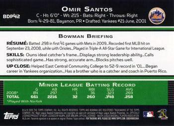 2009 Bowman Draft Picks & Prospects #BDP42 Omir Santos Back