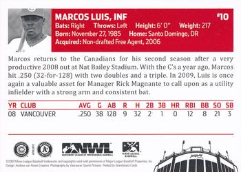 2009 Grandstand Vancouver Canadians #NNO Marcos Luis Back
