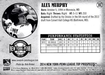 2014 Choice New York-Penn League Top Prospects #2 Alex Murphy Back