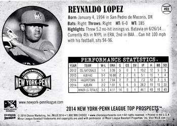 2014 Choice New York-Penn League Top Prospects #3 Reynaldo Lopez Back