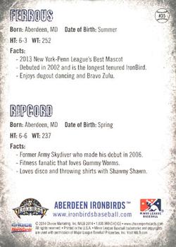 2014 Choice Aberdeen IronBirds #35 Ferrous / Ripcord Back