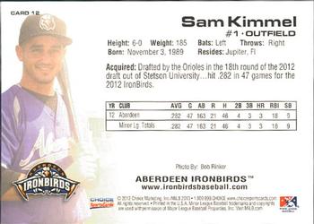 2013 Choice Aberdeen IronBirds #12 Sam Kimmel Back