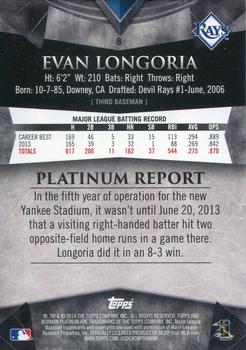 2014 Bowman Platinum - Gold #8 Evan Longoria Back