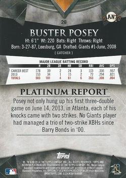 2014 Bowman Platinum - Sapphire #28 Buster Posey Back