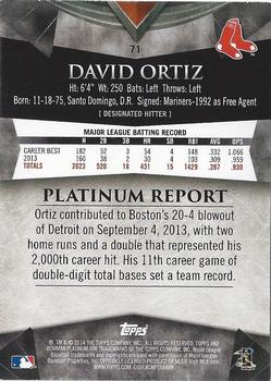 2014 Bowman Platinum - Sapphire #71 David Ortiz Back