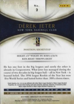 2014 Panini Immaculate Collection #2 Derek Jeter Back